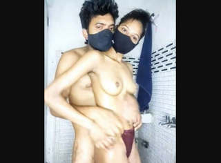 DESI YOUNG COUPLE BATHING TOGETHER