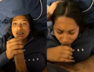 NRI Indian Girl Blowing Huge Cock to Make it Cum