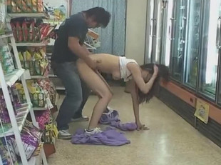 HORNY LOVERS ENJOYING AT GROCERY STORE BUSY HOURS