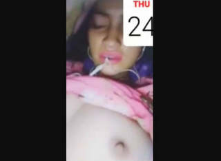 Cute Desi Girlfriend Pressing ans showing big boobs