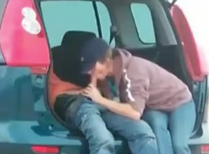 Horny Soccer Wife Sucking in the Back of the Car Caught on Camera